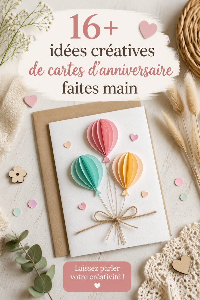 Mai elles cartes d'anniversaire faites main avec des designs créatifs et colorés