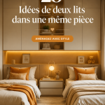 Chambre moderne avec deux lits séparés et décoration chaleureuse