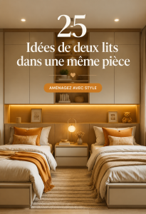 Chambre moderne avec deux lits séparés et décoration chaleureuse