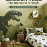 Chambre d'enfant décorée avec des couleurs vives et des illustrations stimulantes