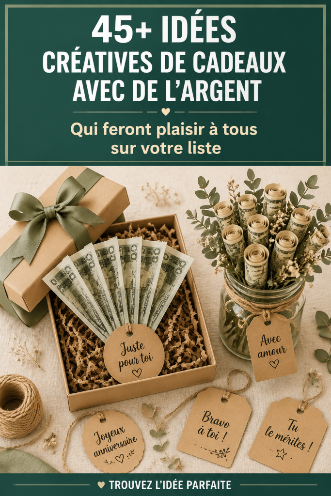 Présentation d'idées créatives pour offrir de l'argent en cadeau.