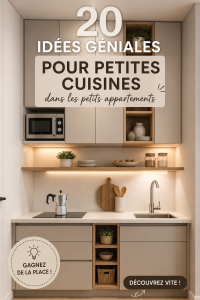 Une petite cuisine lumineuse avec des rangements optimisés et un décor chaleureux.