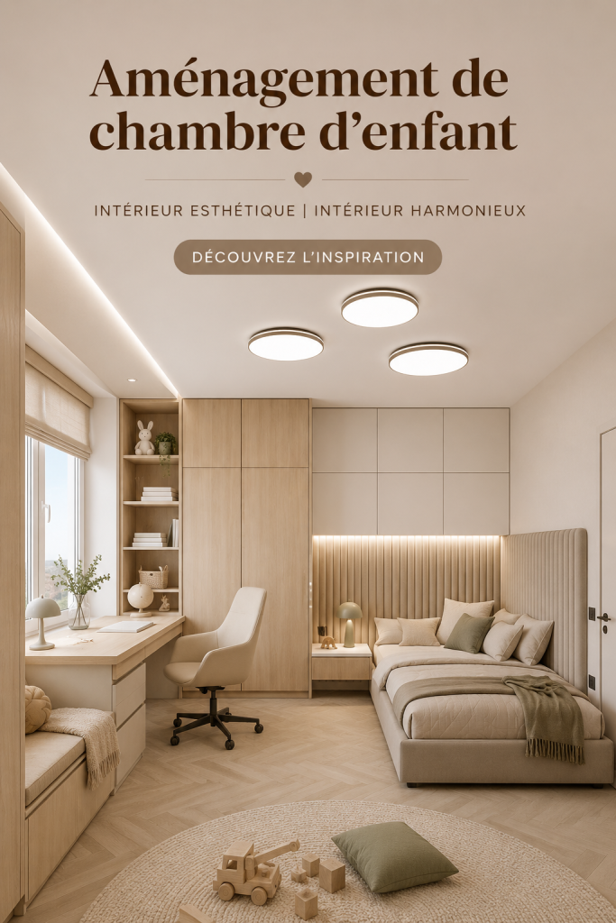 Chambre d'enfant décorée avec goût, alliant esthétique et fonctionnalité.
