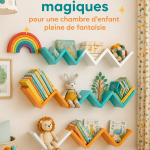 Chambre d'enfant joliment décorée, avec des couleurs vives et des éléments ludiques.