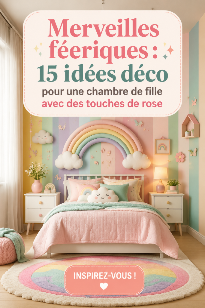 Chambre girly avec des accents roses et décorations féminines