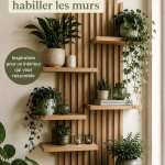 Un mur décoré avec des œuvres d'art variées et des couleurs chaleureuses