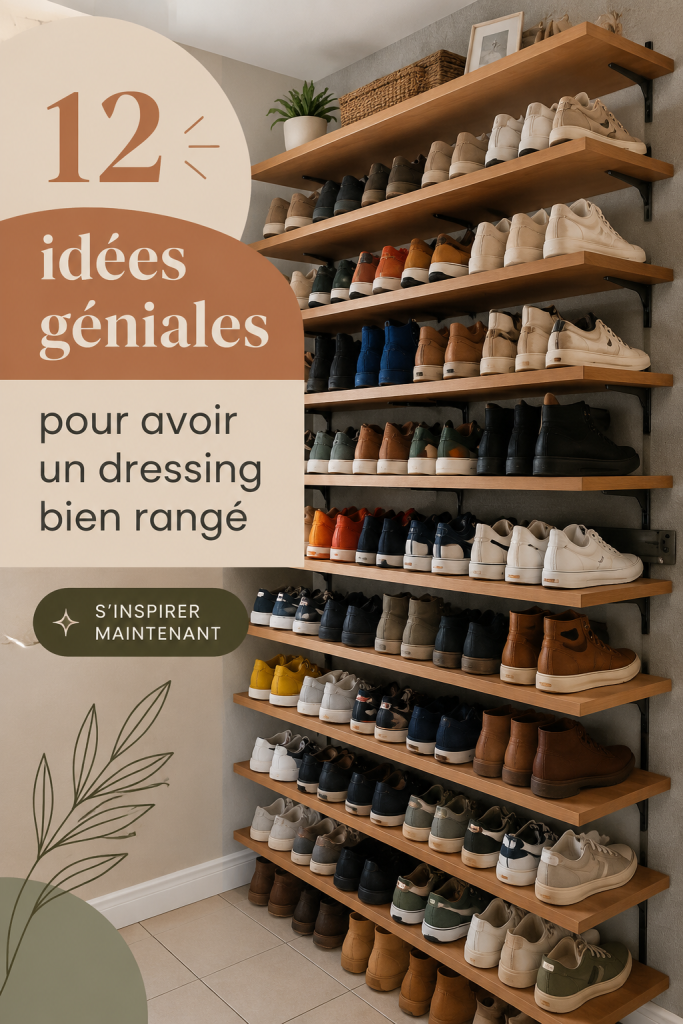 Dressing bien organisé avec vêtements colorés et accessoires