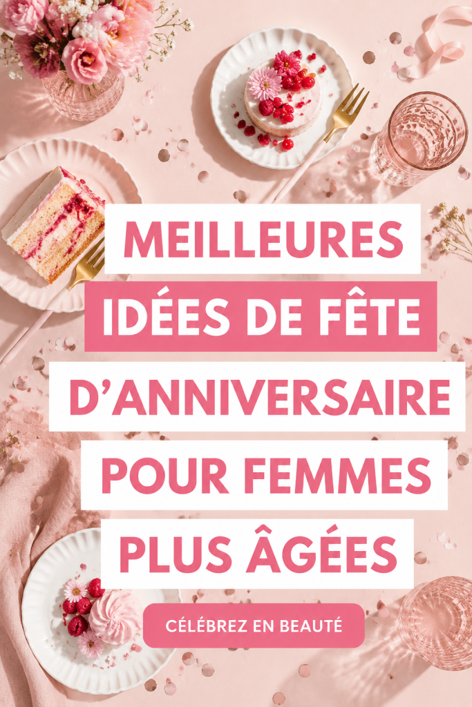 Fête d'anniversaire élégante pour une femme mature, avec des décorations fleurales et une table festive.