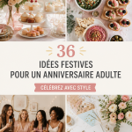 une fête d'anniversaire d'adulte avec décorations et invités heureux