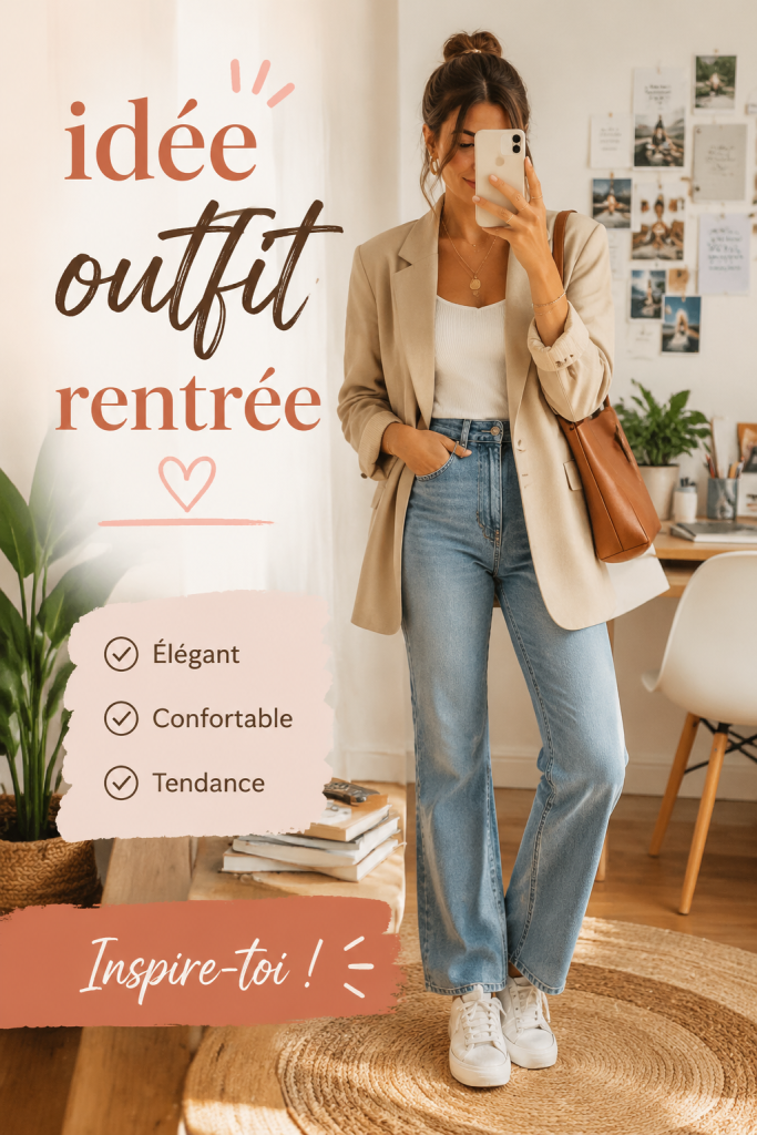 Idée de tenues tendance pour la rentrée, présentant différents outfits stylés.