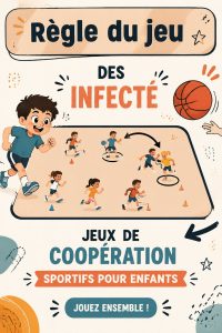 Enfants s'amusant ensemble lors d'un jeu coopératif en plein air.