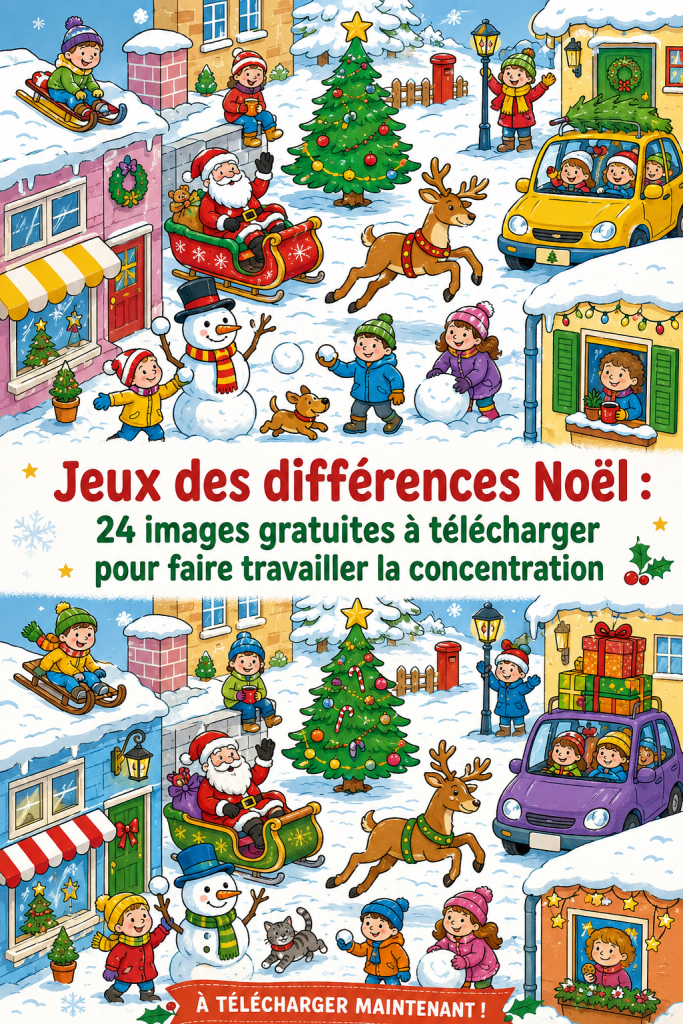 Jeux des différences de Noël à imprimer pour toute la famille