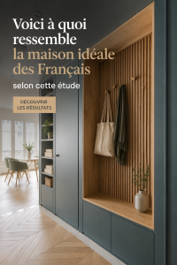 Maison moderne avec un intérieur chaleureux, représentant la maison idéale des Français.