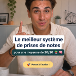 Un étudiant prenant des notes de manière organisée