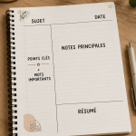 Des personnes prenant des notes lors d'une conférence avec des ordinateurs et des carnets