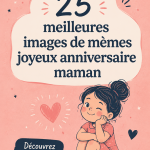 Meme humoristique pour l'anniversaire d'une maman, avec des images et du texte drôle.