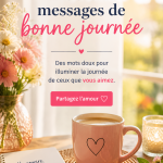 Un ensemble de messages inspirants pour bien commencer la journée, avec des arrière-plans lumineux.