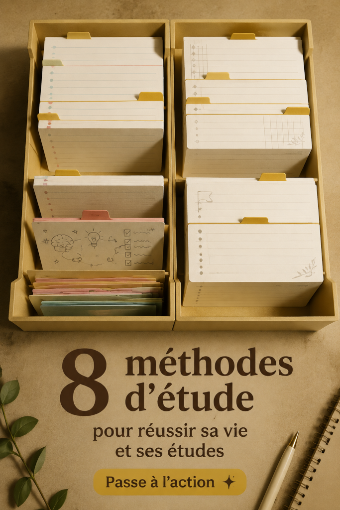 Une étudiante appliquée utilisant différentes méthodes d'étude pour réussir à l'université.