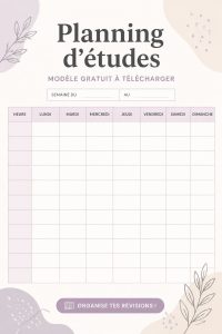 Modèle d'emploi du temps d'étude gratuit sur une tablette avec un fond de bureau.