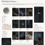 Modèle Notion sur le thème de la nuit, mettant en avant des éléments comme des étoiles et des couleurs sombres.