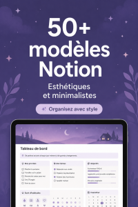Capture d'écran d'un modèle Notion esthétique pour l'organisation d'études.