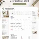 Capture d'écran de modèles Notion esthétiques pour étudiants.