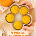 Muffins au potimarron faits maison pour bébés, fraîchement cuits.