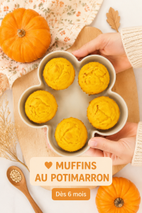 Muffins au potimarron faits maison pour bébés, fraîchement cuits.