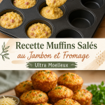 Muffins salés au jambon et fromage dorés et moelleux sur un plat