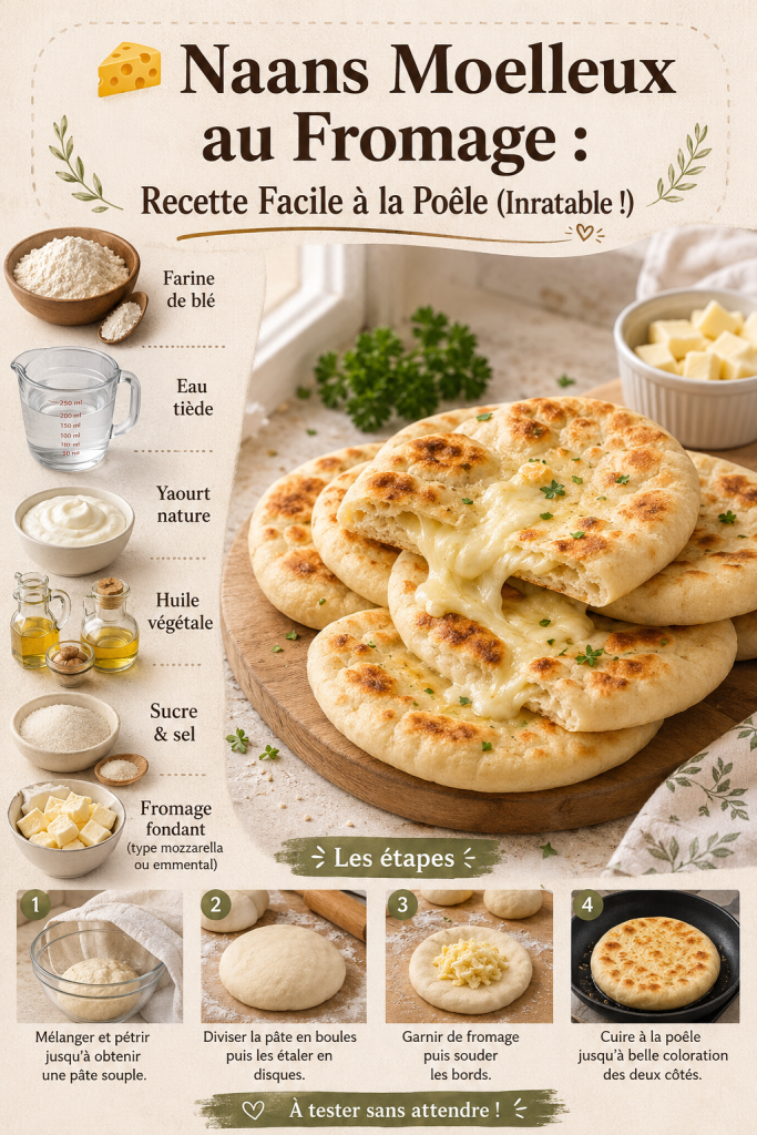 Naans au fromage dorés, prêts à être dégustés sur une assiette.