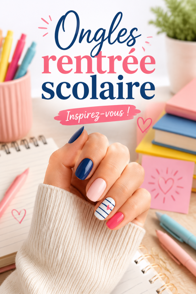 Manucure avec des couleurs tendance pour la rentrée scolaire.