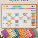 Bureau organisé avec accessoires modernes de décoration