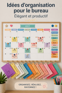 Bureau organisé avec accessoires modernes de décoration