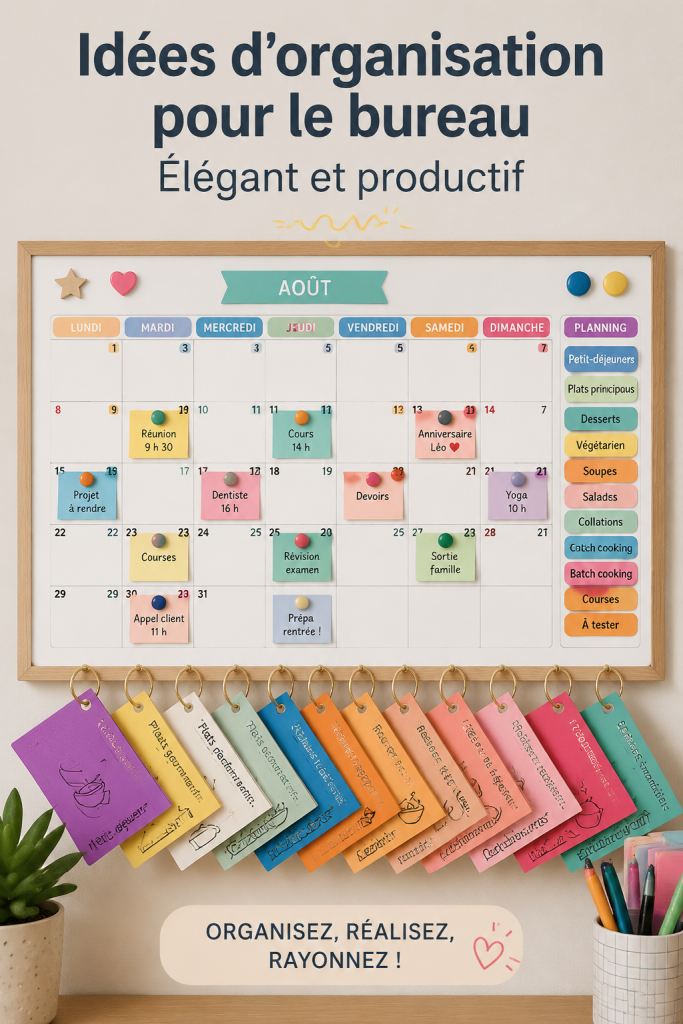 Bureau organisé avec accessoires modernes de décoration