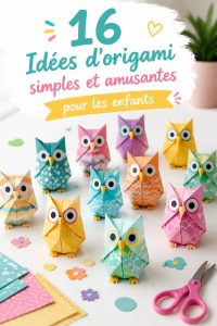 Enfants créant des œuvres d'origami colorées ensemble