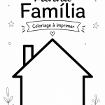 Famille réunie autour de pages à colorier