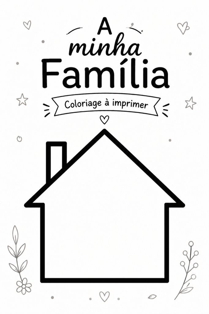Famille réunie autour de pages à colorier