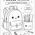 Pages à colorier kawaii pour enfants avec des dessins mignons.