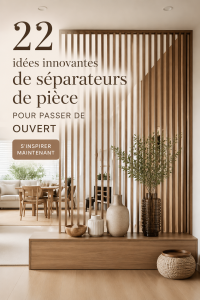 L'image montre un salon moderne avec un paravent élégant qui délimite un coin lecture.
