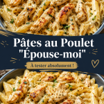 Plat de pâtes au poulet crémeux prêt à servir