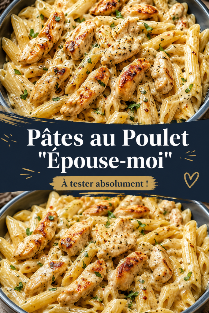 Plat de pâtes au poulet crémeux prêt à servir
