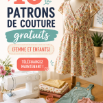 Patrons de couture gratuits pour femme et enfant affichés sur un bureau