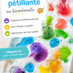 Enfants faisant de la peinture pétillante à l'aide de bicarbonate de soude et de colorants