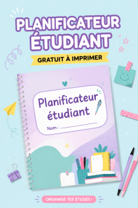 Planificateur d'études imprimable gratuit avec des sections pour l'organisation des devoirs et des révisions.