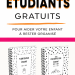 Un planificateur scolaire coloré ouvert sur un bureau avec des fournitures scolaires environnantes.