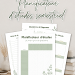 Image d'un planner de semestre gratuit pour étudiants, avec des sections pour les matières et les horaires.