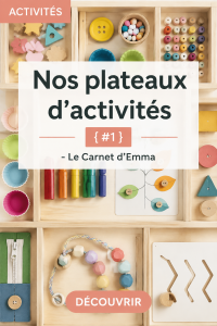 Enfant jouant avec un plateau d'activités Montessori en bois coloré.