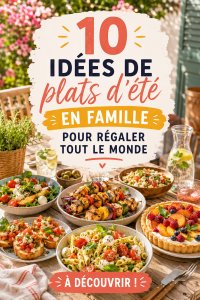 Repas d'été coloré réunissant une famille autour d'une table