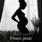 Portrait d'une future maman se mettant en scène pour une photo maternité