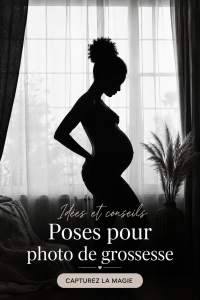 Portrait d'une future maman se mettant en scène pour une photo maternité